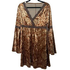 SHEIN Brown Velvet Long Sleeve Dress